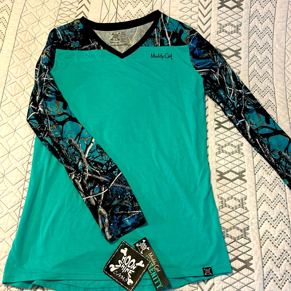Muddy Girl Moonshine Camo long sleeve tshirt